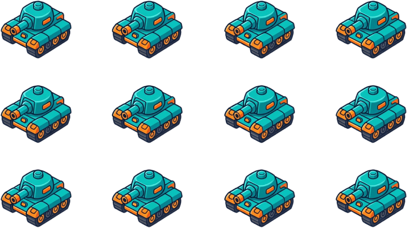 Cartoon Tank 8-Direction Sprite Sheet