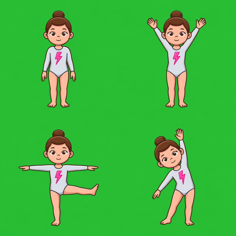 Gimnasta 4 poses spritesheet