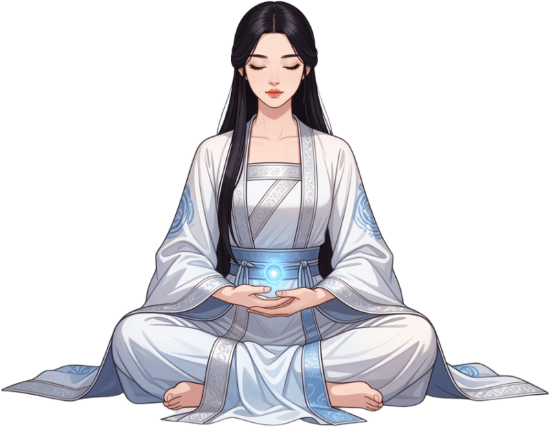 Meditating Female Cultivator Frame 1