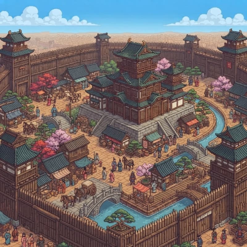 Asian Wooden Walled City (3)