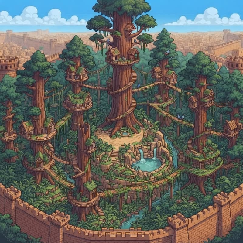 make a walled forest city in (4)