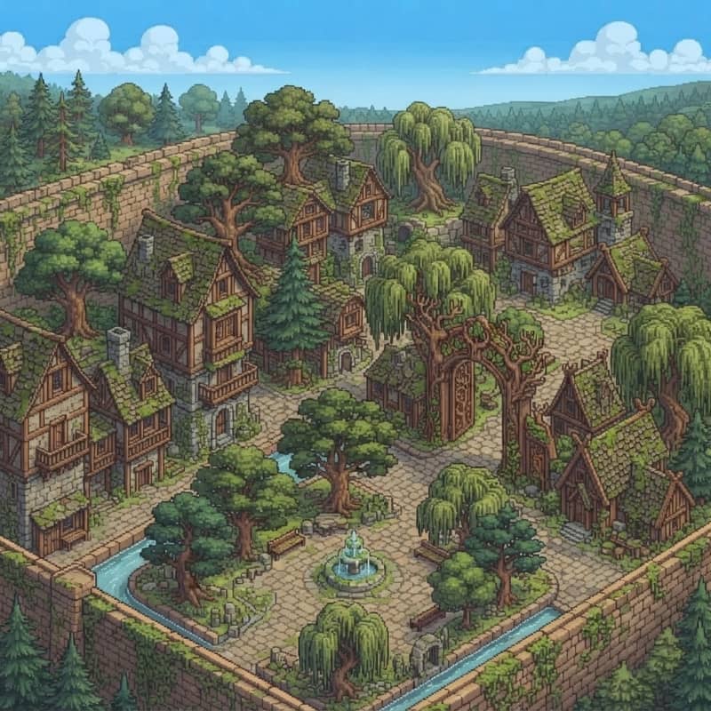 make a walled forest city in (2)