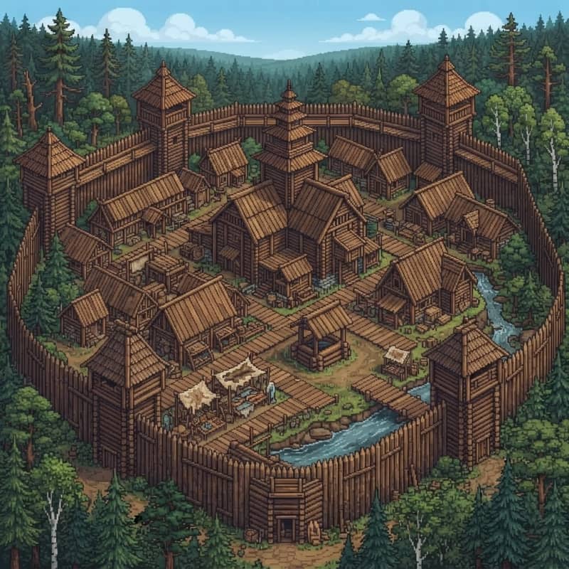 make a wooden walled city in (2)
