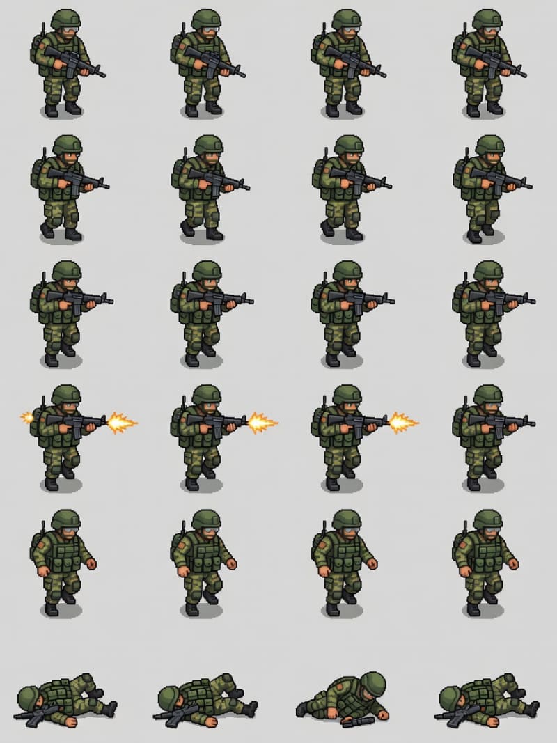 Tactical Camouflage Soldier Animation Sheet