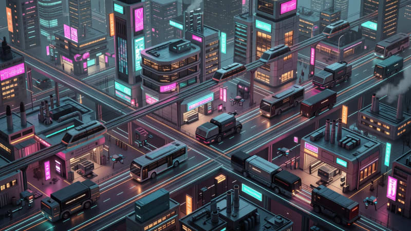 Neon Transit Megacity Key Art