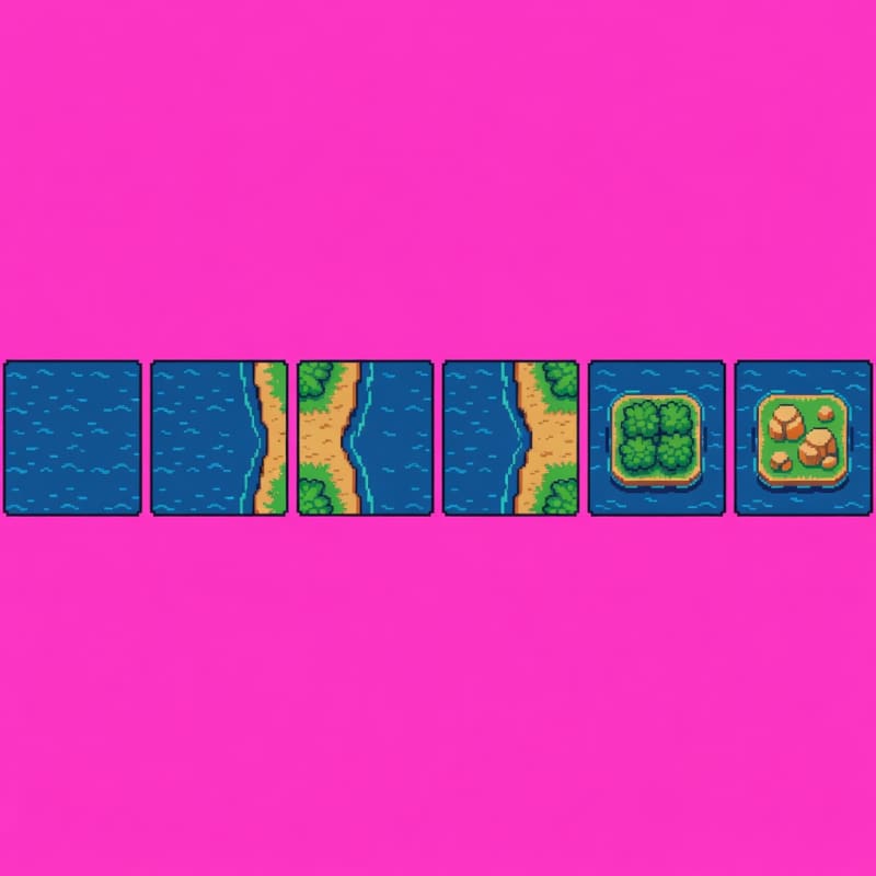 River Raid Pixel Environment Tiles