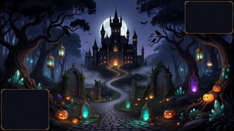 Mystical Midnight Arcade - Castle Night Background