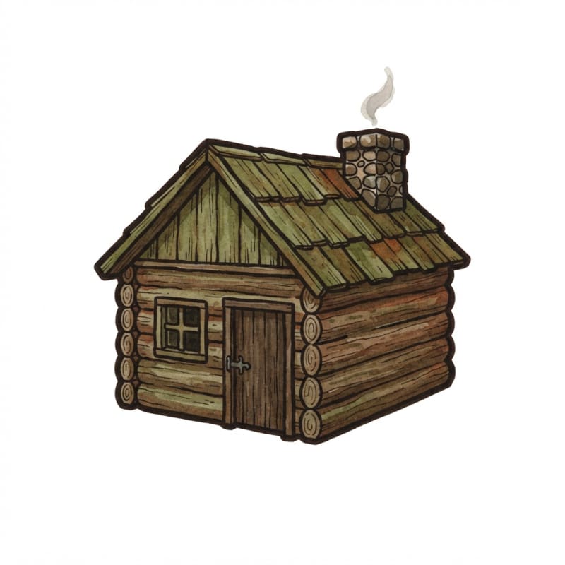 Image: Hand-painted watercolor and ink illustration icon,