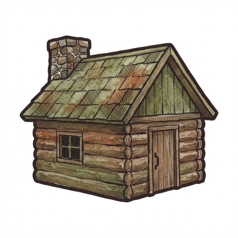 Image: Hand-painted watercolor and ink illustration icon,