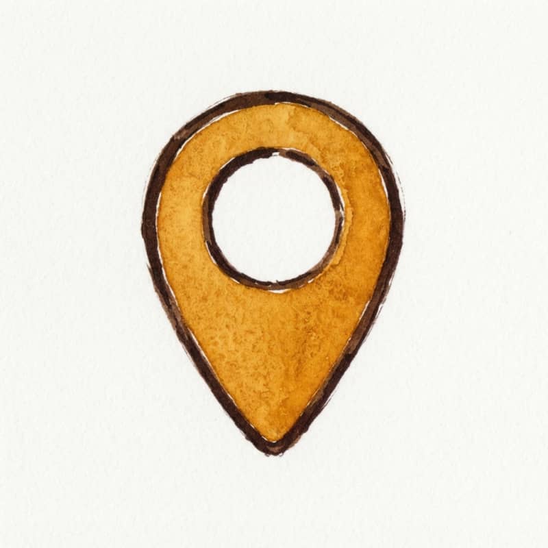 Image: Hand-painted watercolor and ink illustration icon,