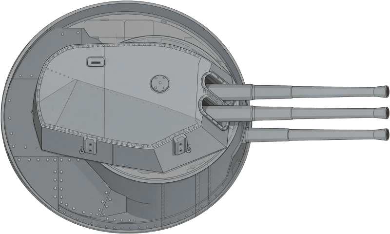 Player Aimable Triple-Barrel Turret Top-Down