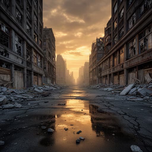 Photorealistic Ruined City Street