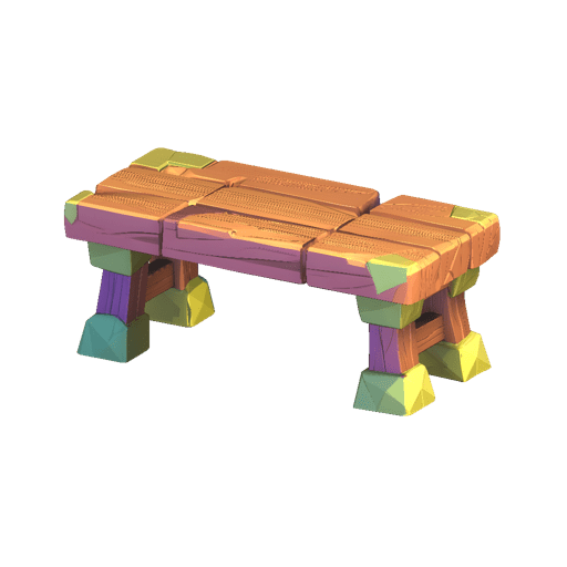 Stylized Low Poly Wooden Bench