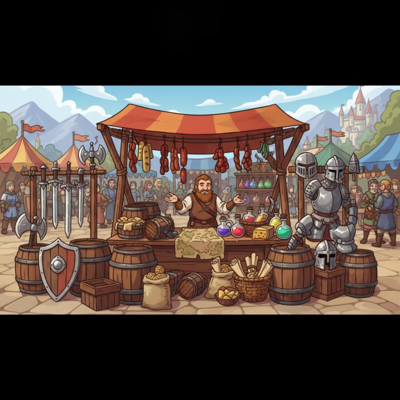 Image: Wide horizontal banner art for a medieval fantasy 