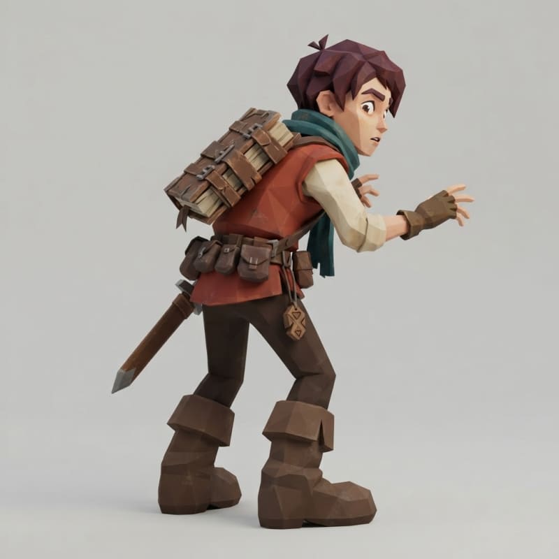 Image: Low-poly 3D game character, single character, thre