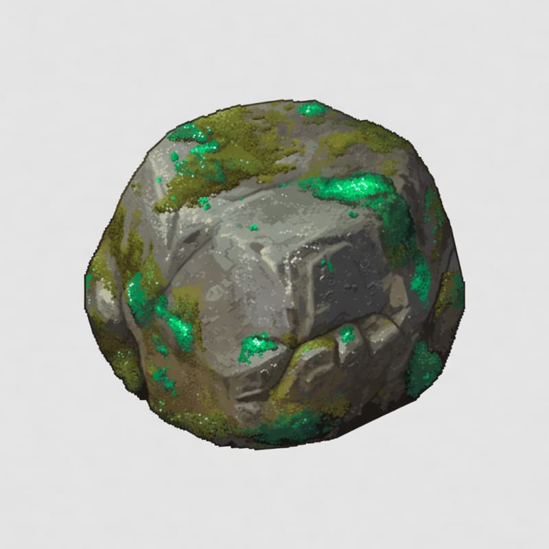 Mossy Pixel Boulder