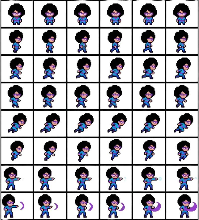 Mia 48 Frame Top-Down Pixel Sprite Sheet