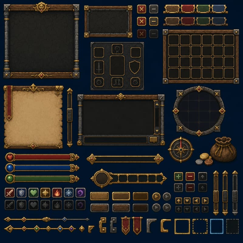Fantasy Medieval Pixel UI Sheet