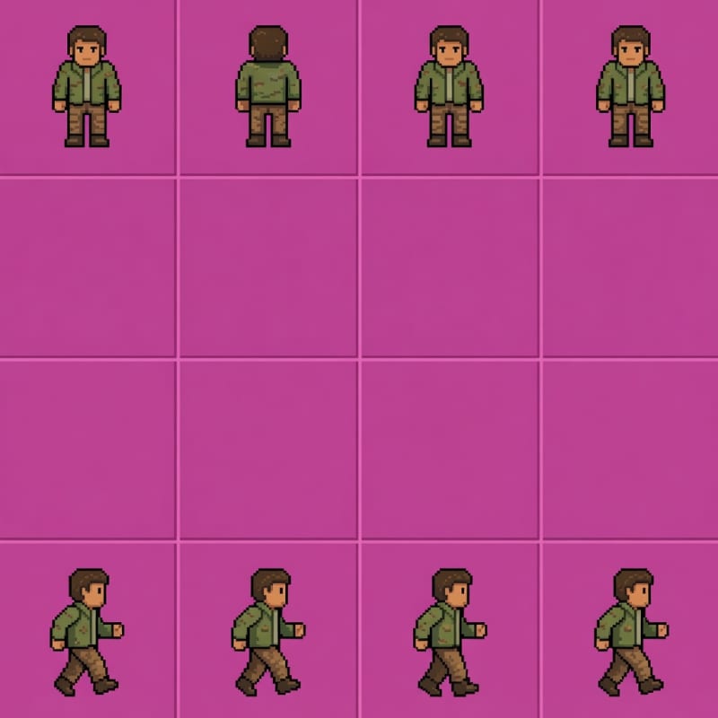 Pixel Survivor Player Idle Walk Sprite Sheet