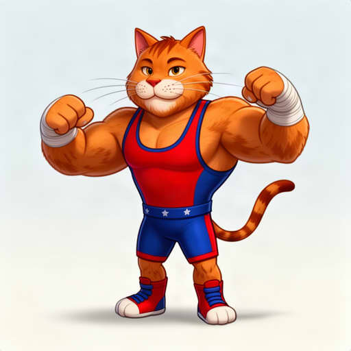 Cartoon Cat Wrestler Champion
