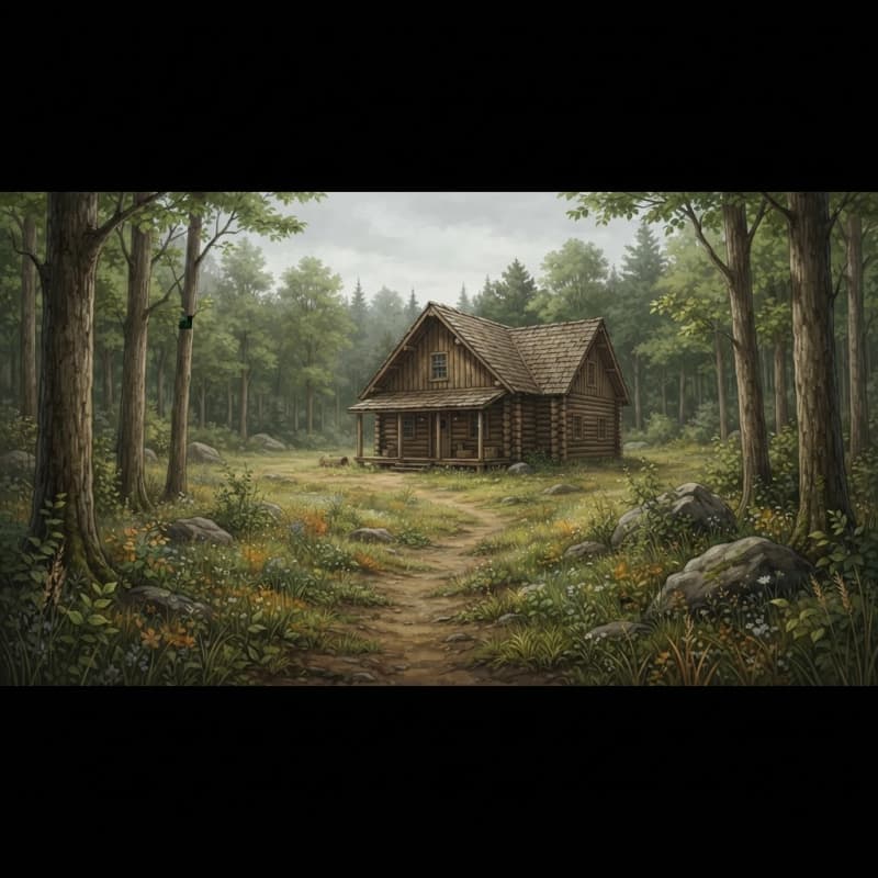 Mossy Forest Cabin Clearing