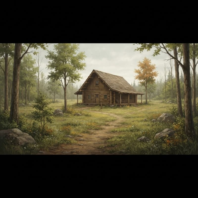 Sparse Forest Cabin Clearing