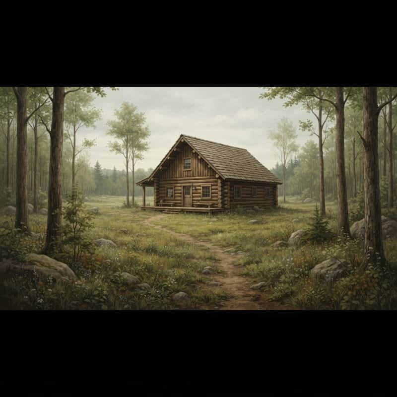 Mossy Forest Log Cabin