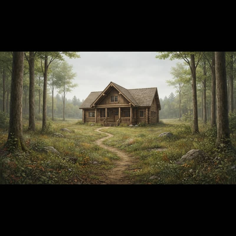 Forest Clearing Log Cabin