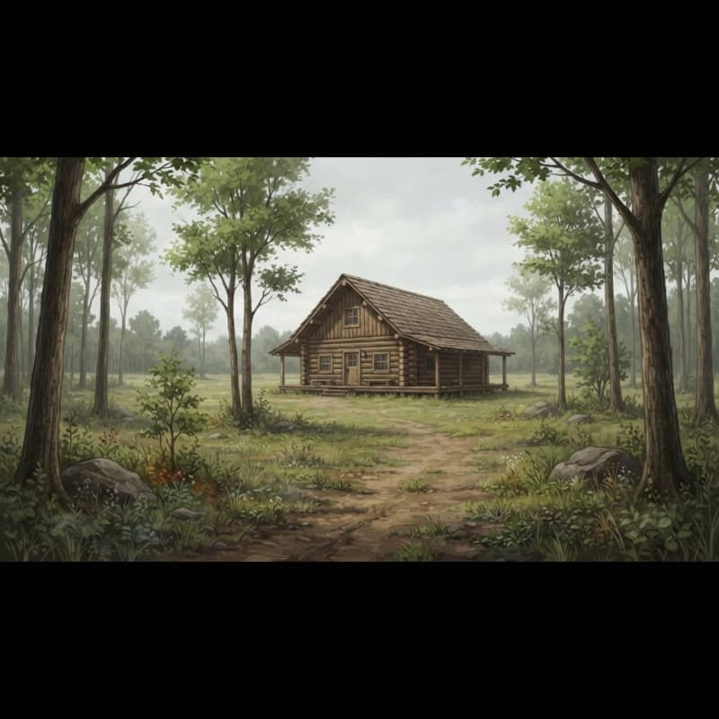 Sparse Forest Log Cabin