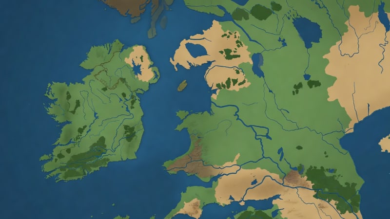 Flat Rivers and Oceans Map