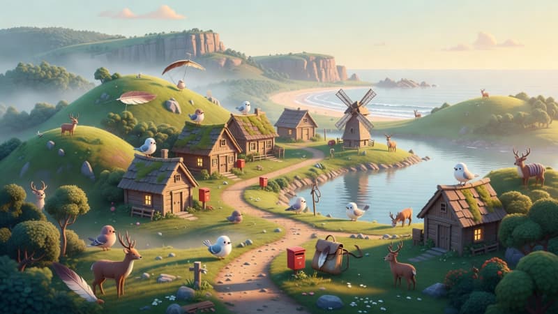 Featherpost Island Village Key Art