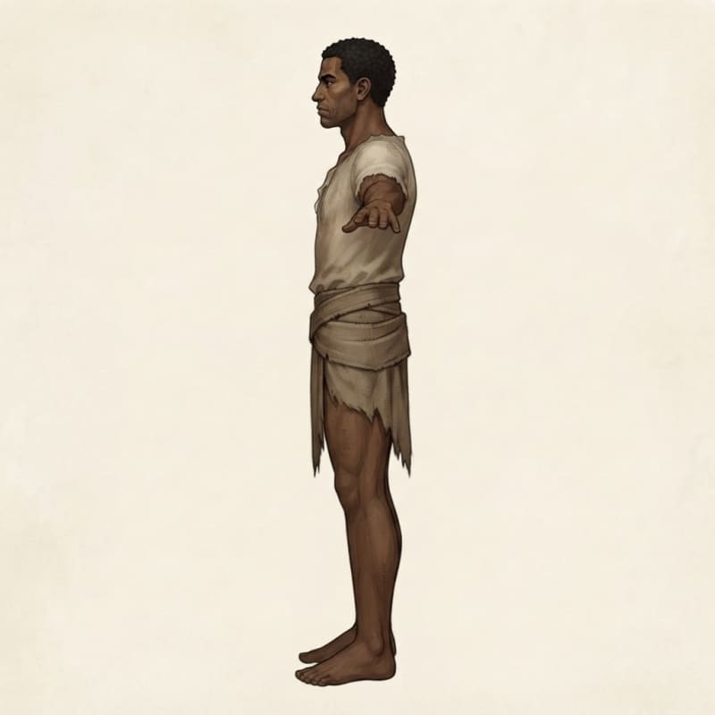 Image: Same exact man and same dirty linen tunic plus can
