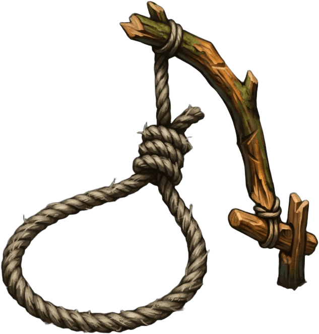 Image: Game inventory icon of a primitive snare trap: a t