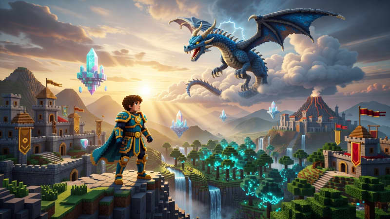 Voxel Fantasy MMO World Key Art