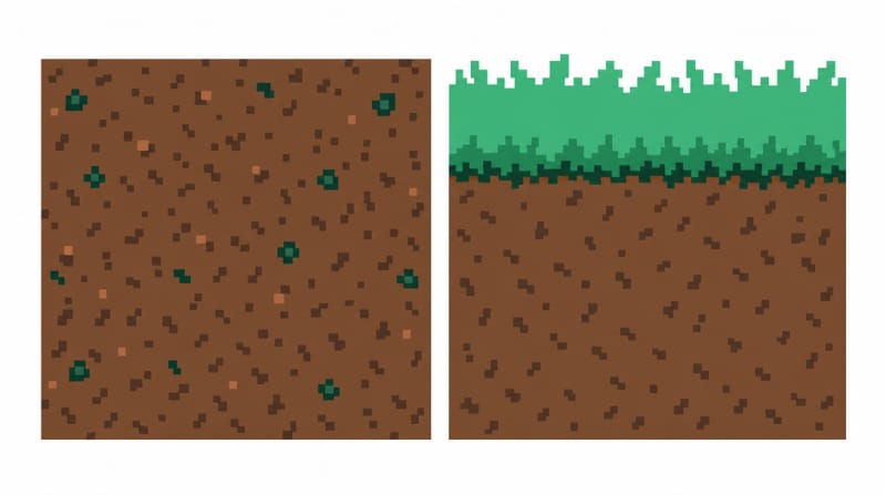 Soil and Grass Ground Tiles Pixel