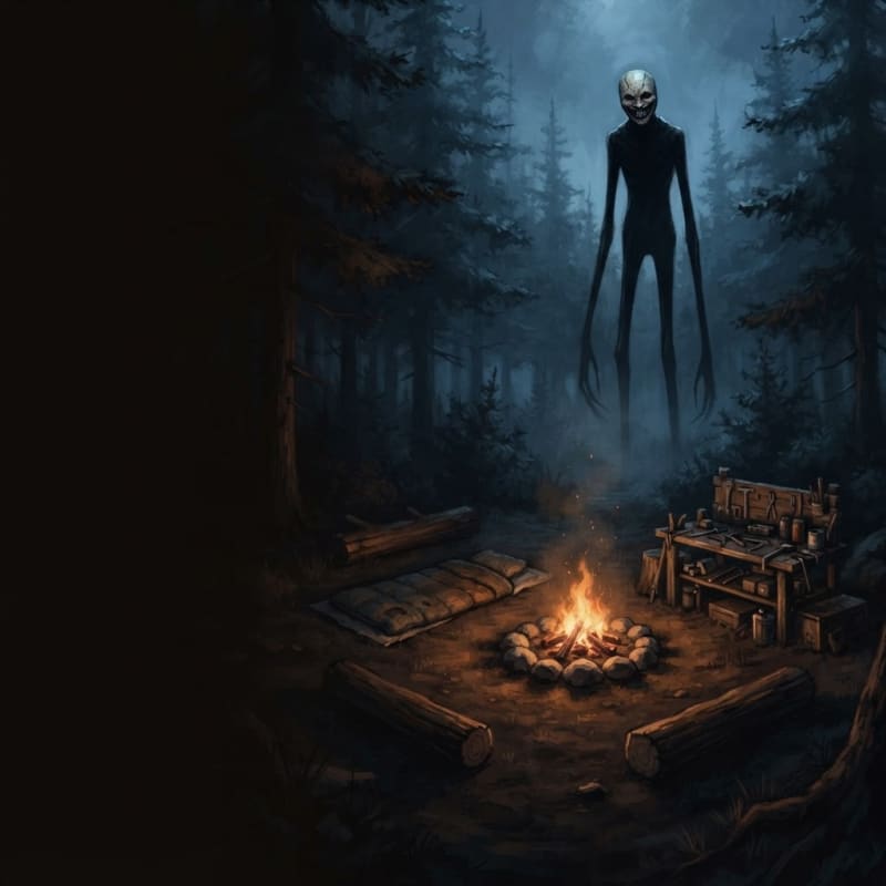Image: Cinematic horror key art for a cooperative surviva