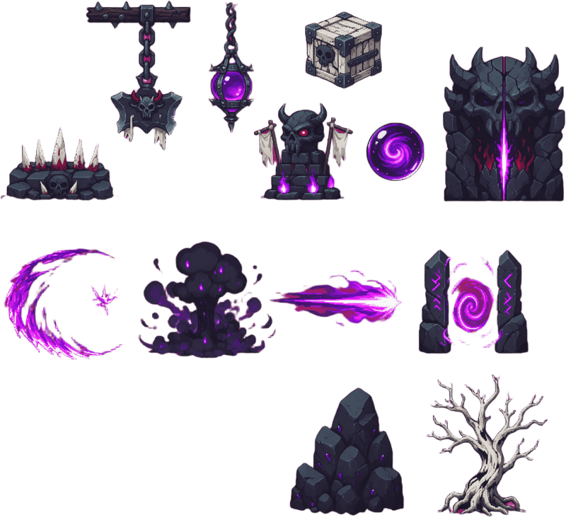 Skull Attack Traps Props and VFX Sheet