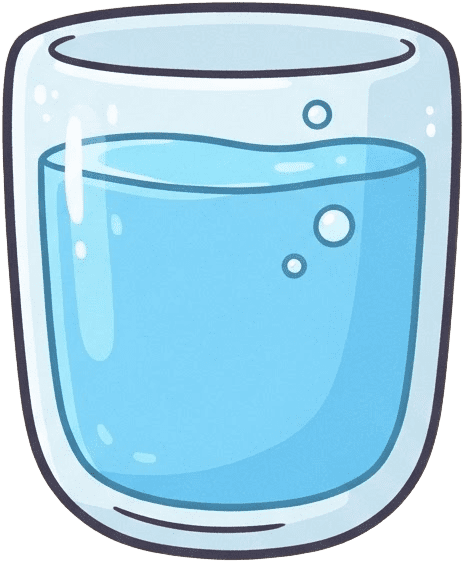 Image: Single game icon: clear glass of water, light blue