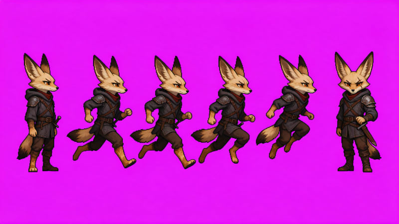 Vesper Fennec Fox Pixel Pose Row
