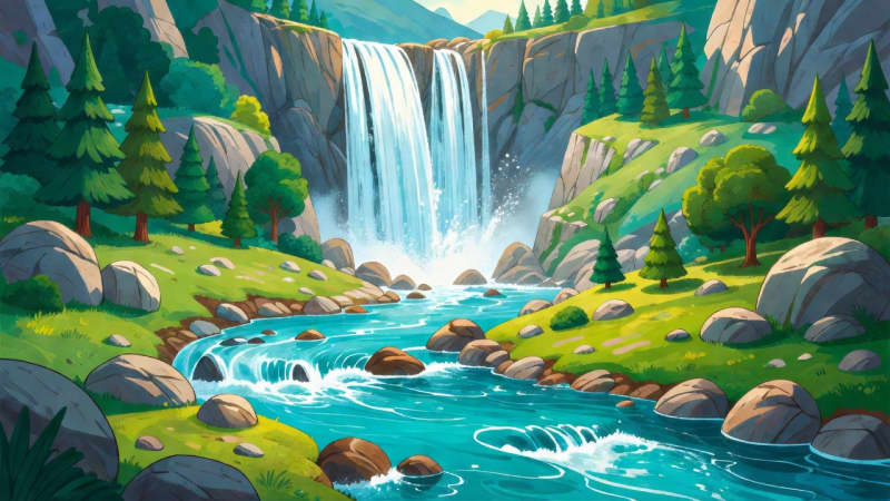 River Waterfall Parallax Layer