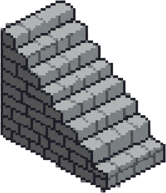 Image: stone staircase rising 32px over one tile, steps c