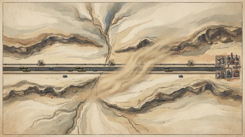 A desert pipeline corridor