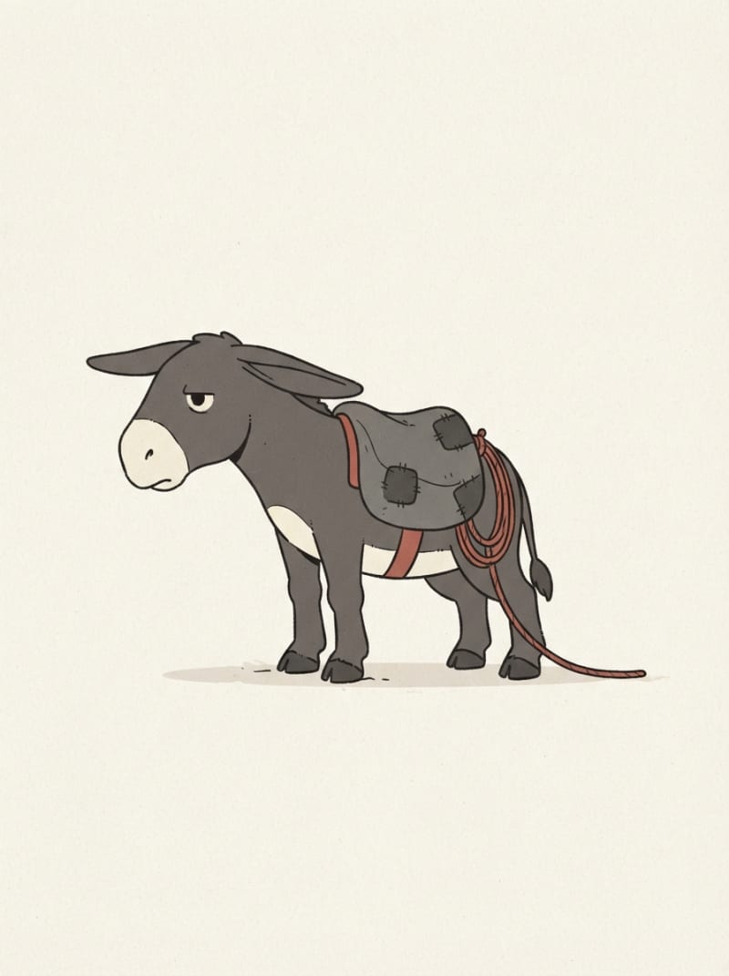 A stubborn grey donkey