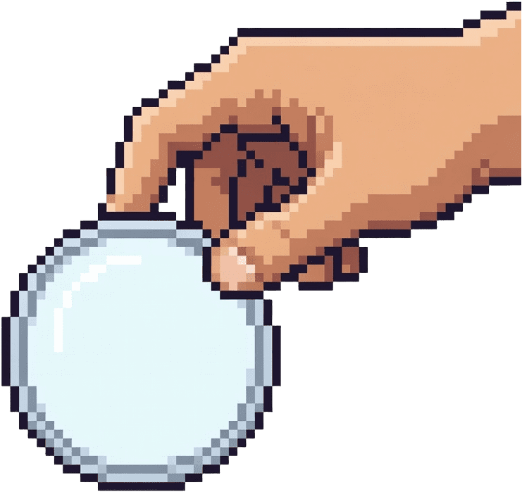 Hand Holding Lens Pixel Sprite