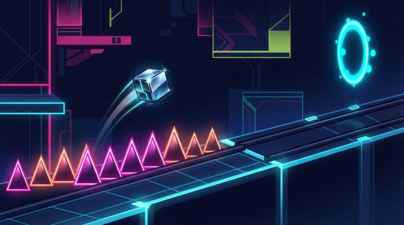 Jump over neon spikes