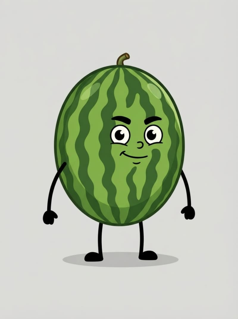 Watermelon hero — normal melon, stick limbs