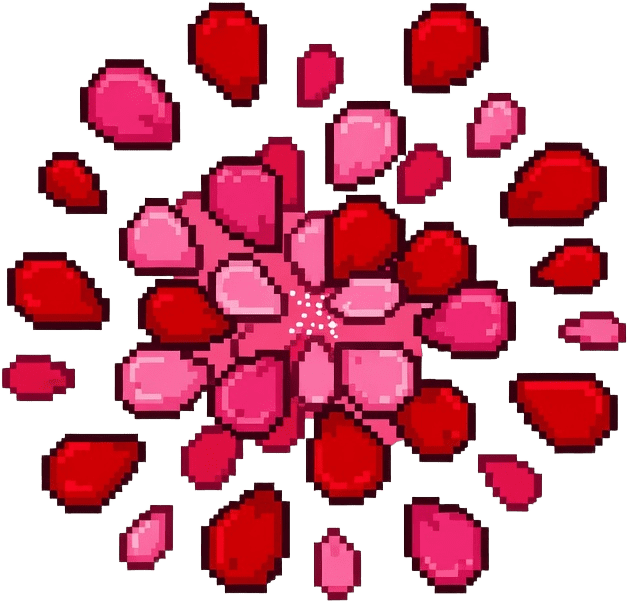 Impacto de petalos de rosa (pixel art)