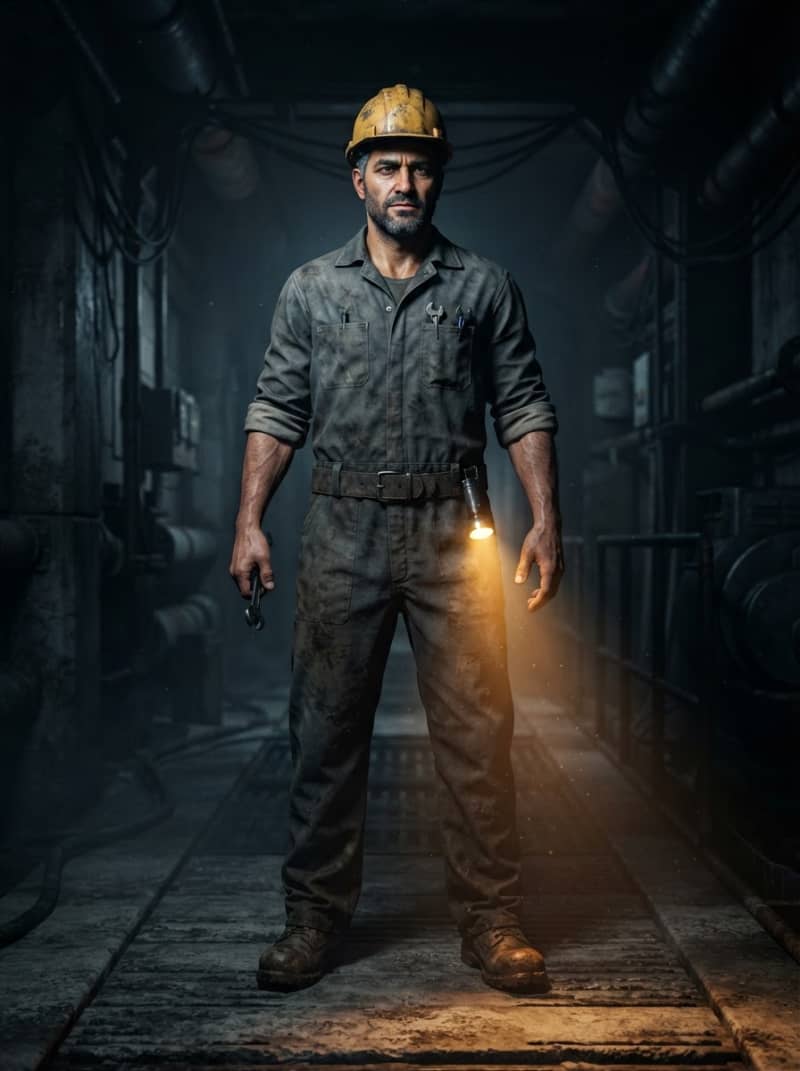 Técnico de mantenimiento atrapado