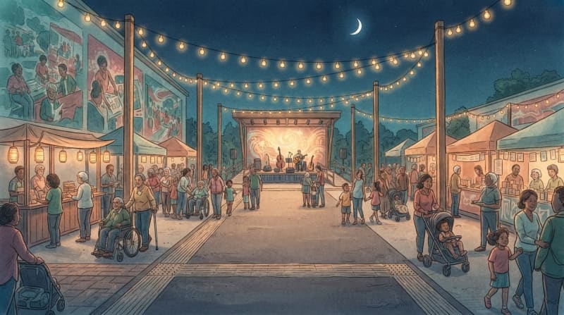 Outdoor Night Market Plaza