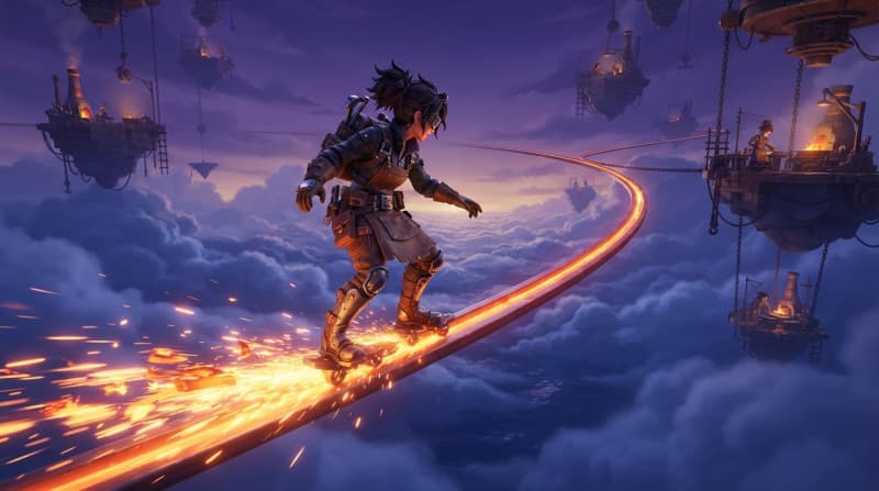 Grind rails above the clouds
